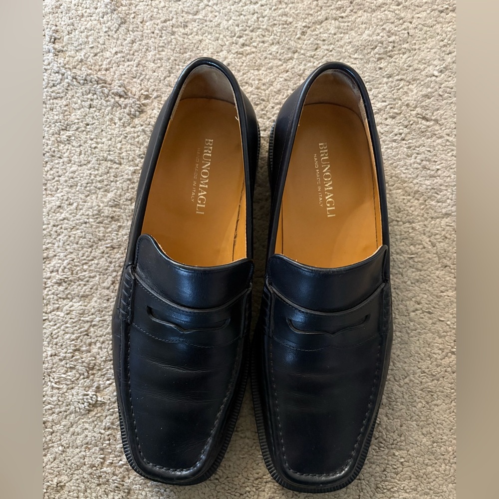 Bruno Magli Barris Black Leather Men's Loafers with Chunky Lug Sole size 10 M